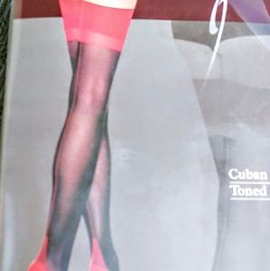 Cuban Heel Red 2 Tone Stockings